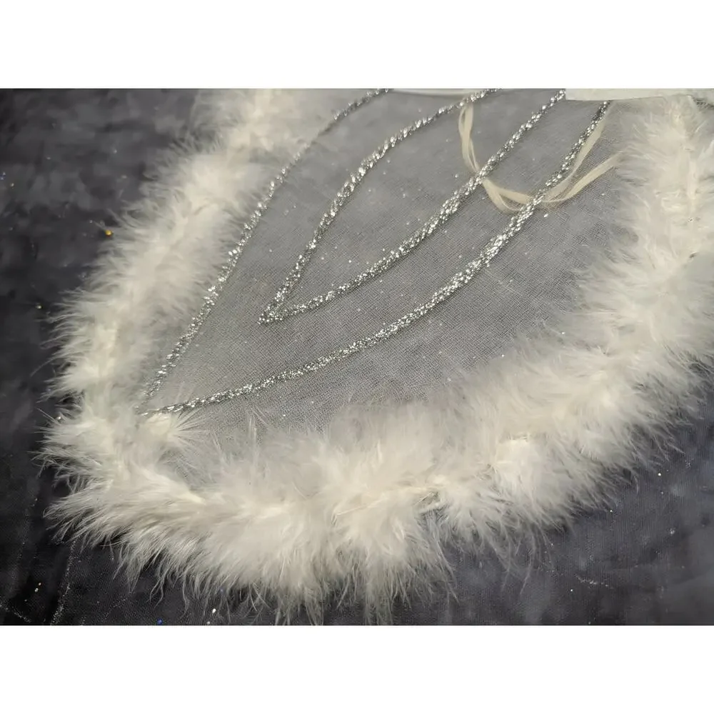 White Faux Fur Angel Wings Halloween Costume Accessory Girls Teens One-size